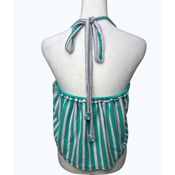 Free People We The Free Coastal Town Halter Top Green White Large - Picture 10 of 13